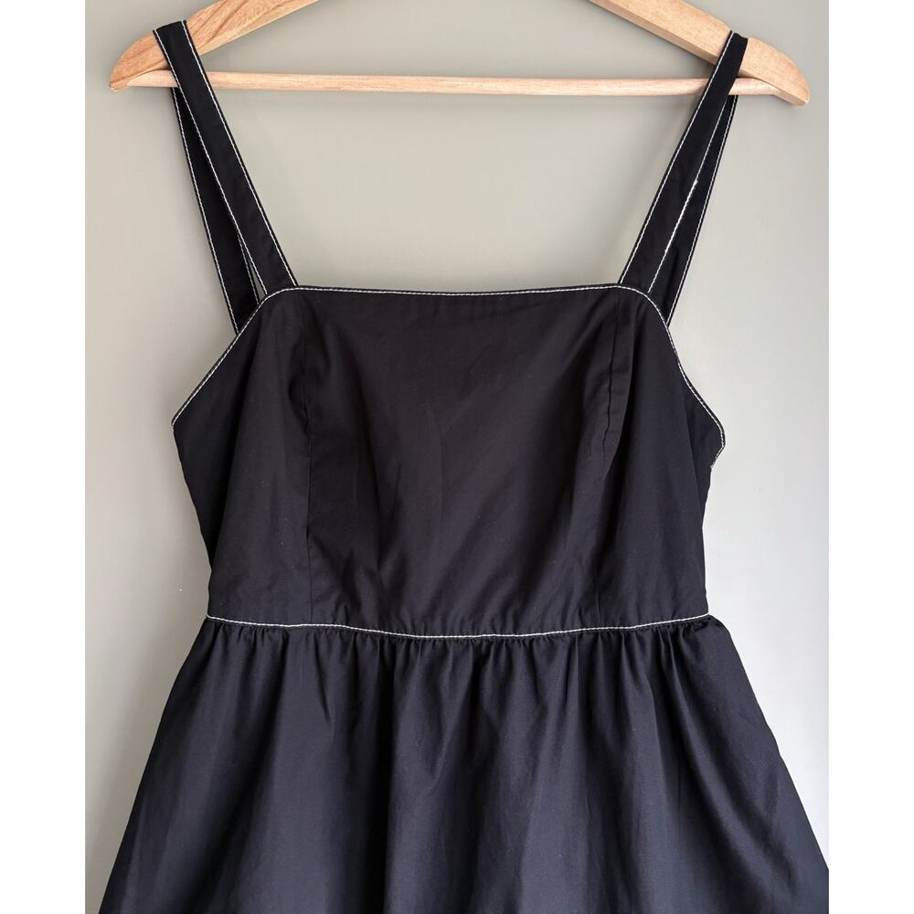 Zara Black Cotton Poplin Midi Dress Cut Out Tie Back Pockets Strappy Sundress S - Picture 5 of 14